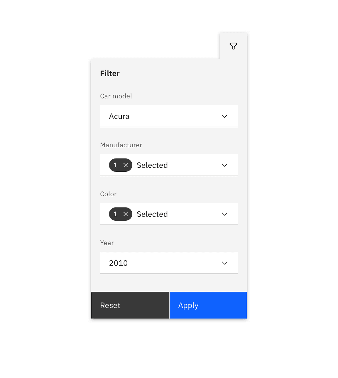 Example of a filter menu structure.